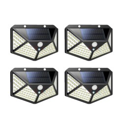 Set 4 lampi cu incarcare solara, senzor de miscare si lumina, stare de veghe, 3 moduri de iluminare, 100 LED-uri