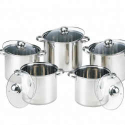 Set oale din inox cu capace din sticla 10 piese Grunberg  GR1053