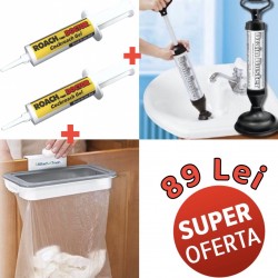 SET CURATENIE 2 X GEL IMPOTRIVA GANDACILOR + POMPA PENTRU DESFUNDAT + SUPORT SAC GUNOI CADOU