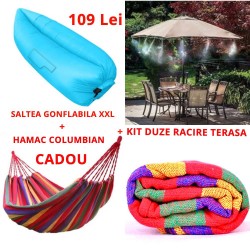 PROMOTIE IMBATABILA GRADINA SI TERASA SALTEA GONFLABILA XXL + KIT RACIRE TERASA CU 10 DUZE + HAMAC COLUMBIAN CADOU