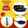 Gratar pentru aragaz cu capac + Tigaie teflonata 24 cm + Set vase inox 10 piese CADOU