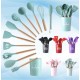 SET USTENSILE DE BUCATARIE, ANTIADERENTE, SILICON, MANER DIN LEMN