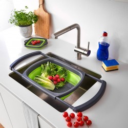 Strecuratoare pliabila pentru chiuveta, din plastic, Colander Verde, l44-68xA29,8xH5,2-13,1 cm
