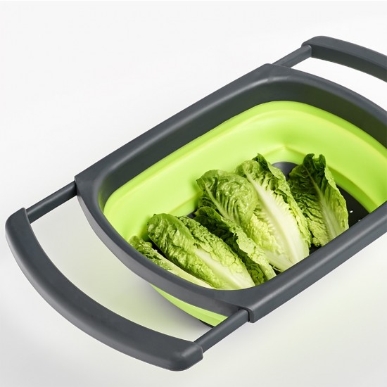 Strecuratoare pliabila pentru chiuveta, din plastic, Colander Verde, l44-68xA29,8xH5,2-13,1 cm