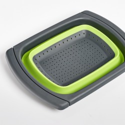Strecuratoare pliabila pentru chiuveta, din plastic, Colander Verde, l44-68xA29,8xH5,2-13,1 cm