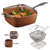 TIGAIE PATRATA MULTIFUNCTIONALA CU CAPAC, MANERE DE INOX SI SITA PENTRU PRAJIT, 5 PIESE