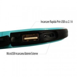 Baterie Externa Powerbank FastCharge 22.800 mAh Cu Incarcare Solara , 20 LED-uri , LED UV , 2 Porturi USB Pentru Incarcare