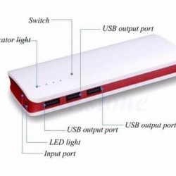Baterie Externa Power 20000 mah cu 3 USB pentru telefoane, tablete, camere foto/video C24