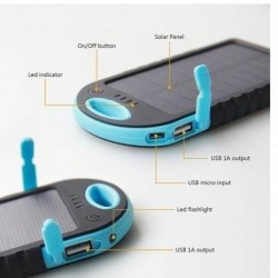 Baterie externa Power Bank 8000 mAh+Cablu incarcare Samsung, cu incarcare solara